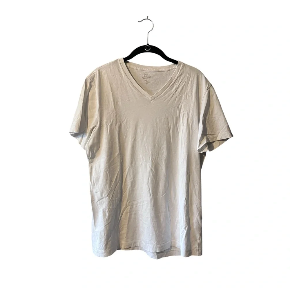 J. Crew Men's Broken In White Cotton V Neck Short Sleeve T Shirt